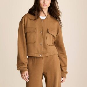 Lou & Grey Elite Fleece Bomber Jacket Color Deep Mocha Women’s Size Small